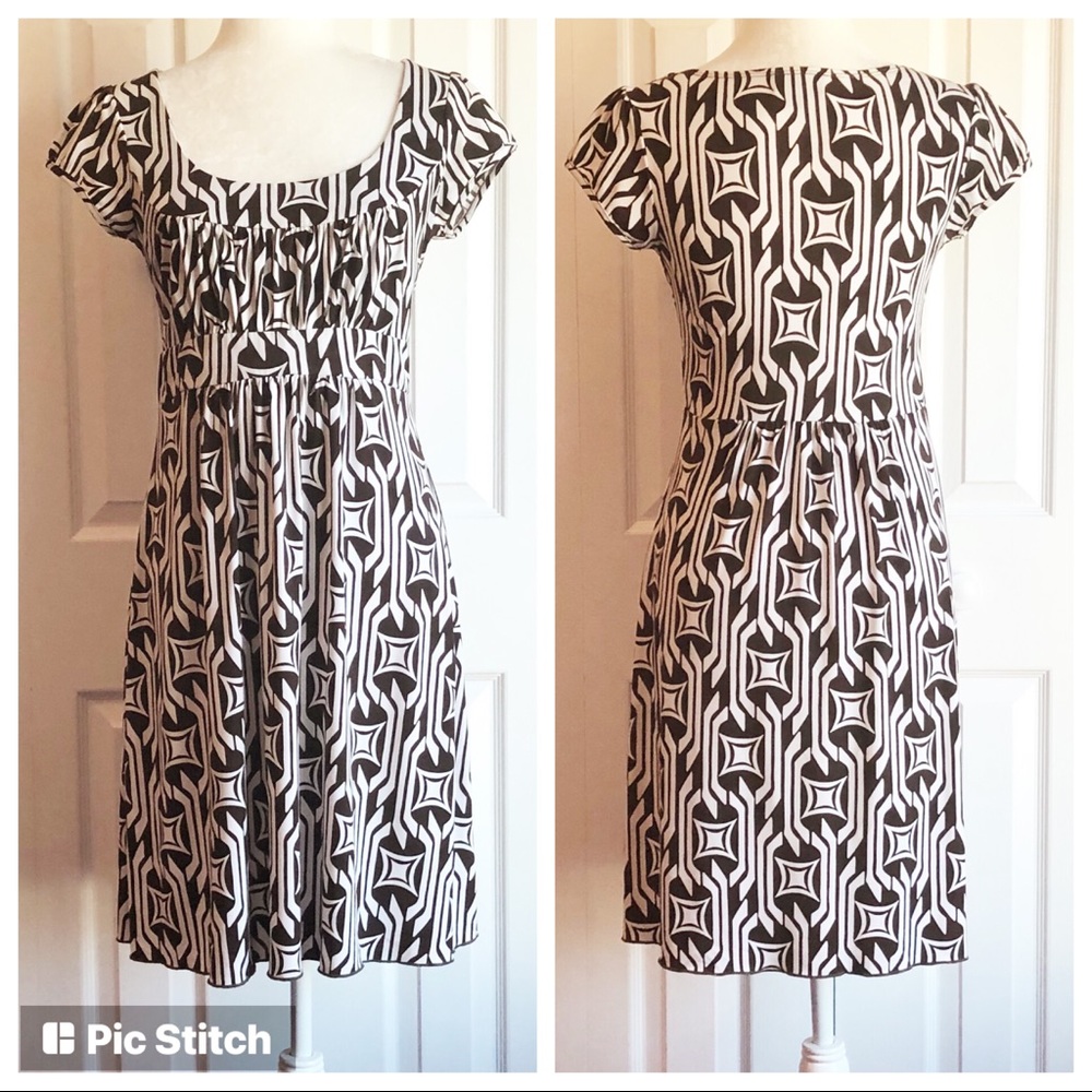 Byline Byer California Brown & White Print Dress M